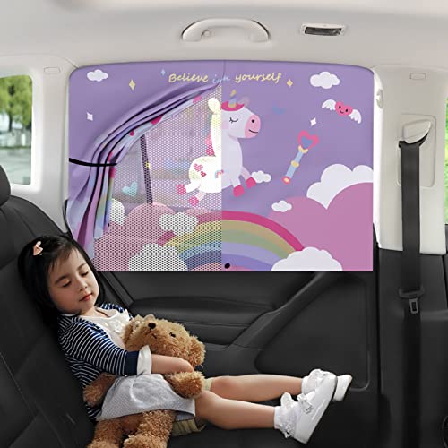 Car Sun Shade for Baby - EOHMAK Car Side Window Sun Shade Cover Upgrade Double Opening Car Interior Curtain Sun Blocker Blind (Unicorn, 1 Pack) - color: Unicorn, size: 1 Pack