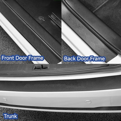 5PCS Car Door Sill Protector, Anti-Scratch Waterproof Carbon Fiber Door Sill Protectors，Universal Vehicle Interior Accessories Auto Threshold Protection for Car Truck SUV (Black, Width 2.76")
