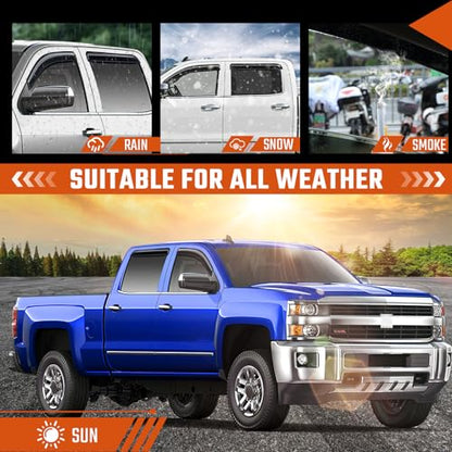Rain Guards Fit for Chevy Silverado/GMC Sierra 1500 Crew Cab 2014 2015 2016 2017 2018, Tape-On Window Deflector Extra Durable Side Sun Rain Guard 2014-2018 Silverado/Sierra Visor Deflectors Black - size: Fit for Chevy Silverado/GMC Sierra 2014-2018