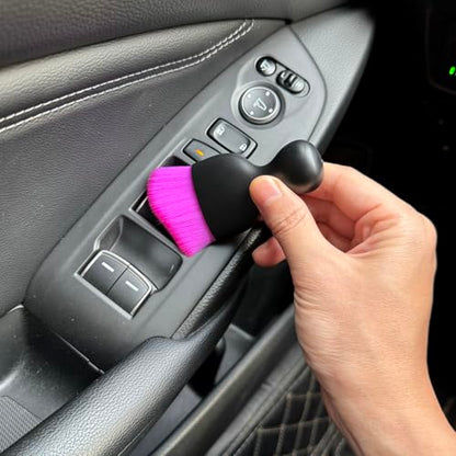 Car Detailing Brush, Soft Bristle Cleaning Brush, Scratch-Free Auto Duster Tool for Dashboard, Air Vents, Leather & Interior Cleaning (Black&Purple&Rose) - color: Black&Purple&Rose