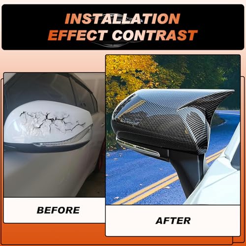 Carbon Fiber Mirror Cover Caps Fit for Toyota Camry 2018 2019 2020 2021 2022 2023 2024 2025- Rearview Side Mirror Covers-Ox Horn Design, Left Driver Side & Right Passenger Side,1 Pair - size: Fit for Camry 2018-2025-Ox Horn-Carbon Fiber