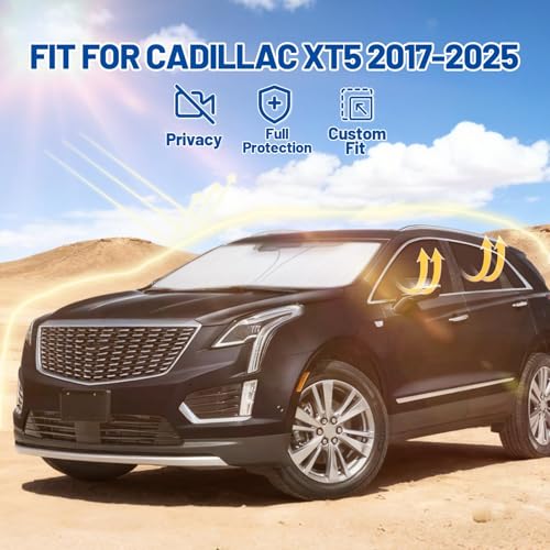 Car Window Shades Intended for Cadillac XT5 2017-2025, Privacy Window Covers 8PCS for Side, Rear & Windshield, Car Shield Sunshade for Privacy Protection, Heat Blocking, Camping and Parking - size: for Cadillac XT5 2017-2025