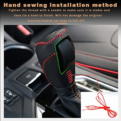 Auto Car Gear Shift Handle Knob Cover Shift Lever PU Leather Protective Interior Accessories for Subaru Crosstrek 2018-2025(Red Stitches) - color: Red Stitches