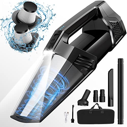 Blestan Handheld Vacuum Cordless Portable Car Vacuum with LED Light, High Power Suction, 3 in 1, Lightweight Rechargeable Hand Vacuum, Hand Held Vacuum Cleaner for Car Home Office, Pet Hair, Black - color: Black