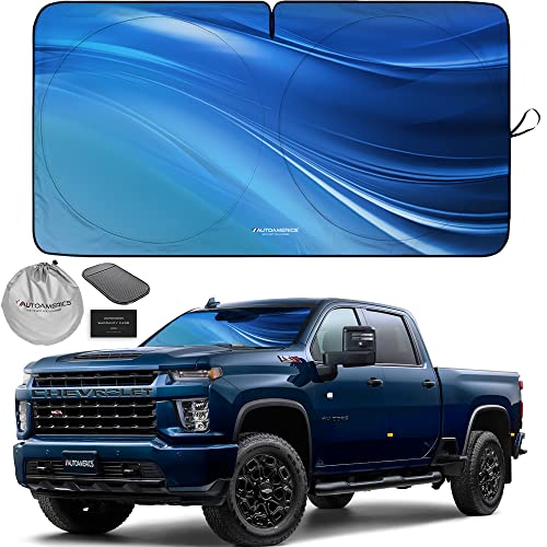Autoamerics 1-Piece Windshield Sun Shade - Ocean Wave Foldable Car Front Window Sunshade for Most Cars SUV Truck - Heat Blocker Visor Protector Blocks Max UV Rays and Keeps Your Vehicle Cool - Large - color: Ocean Wave, size: LARGE = 64 x 33.5 inches