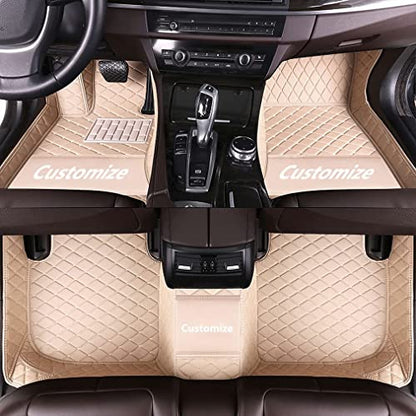 Custom Fit Car Floor Mats - Full Coverage Automotive Leather Floor Liners for Most Vehicles by MingyunSM (Beige) - color: Beige