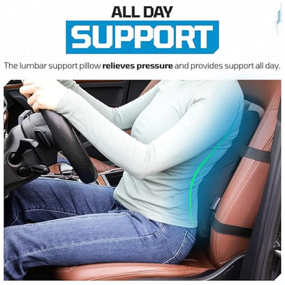 FORTEM Car Seat Cushion, Memory Foam Wedge Cushion for Driving, Car Seat Pad for Comfort, Non Slip Bottom, Adjustable Straps, Washable Cover