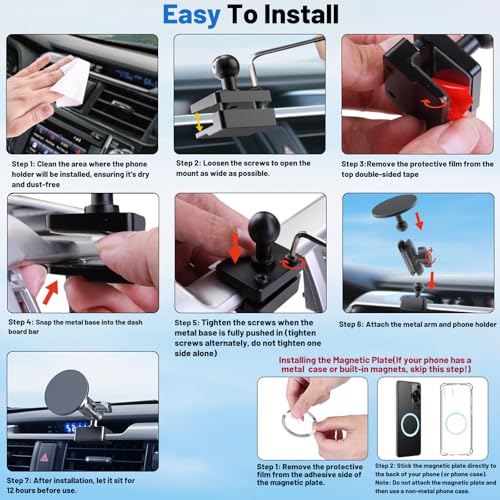 DIAMOOKY Metal Ultra Magnetic Phone Mount for Toyota 4Runner 2024 2023 2022 2021 2020-2010 5th Gen 4runner Accessories Dash Cell Phone Holder Adjustable Phone Stand Fit for All Smartphone for MagSafe - style: 2010-2024 (Magnetic)