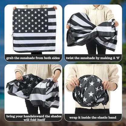 Woanger Windshield Sun Shade Foldable Car Front Window Covers for Car Accessories Sun Heat UV Rays Visor Protector Protection for Universal Cars SUV Truck (Flag) - style: Flag