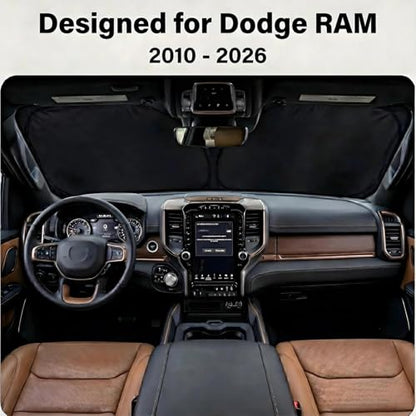 Upgraded Sunshade, Improved UV Protection Fabric, Foldable Front Sun Shade, Custom Accessories (for Dodge RAM 2010-2026) - size: For Dodge Ram 2010-2026