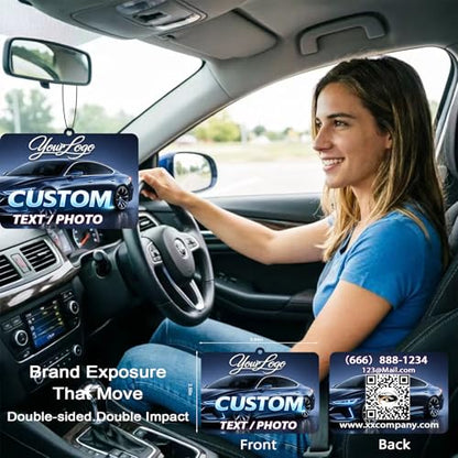 10-100Pcs Custom Logo Air Freshener for Car Bulk,Wholesale Personalized Double-Sided Car Air Fresheners with Photo Text Logo (Horizontal Rectangular) - color: Horizontal Rectangular