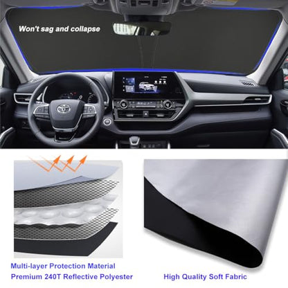 Windshield Sun Shade for Toyota RAV4 2006 2007 2008 2009 2010 2011 2012 Front Window Shade Sun Visor Protector Toyota RAV4 Accessories Foldable Sunshade Reflective Polyester Blocks UV Rays Keep Cool - size: for RAV4 2006-2012