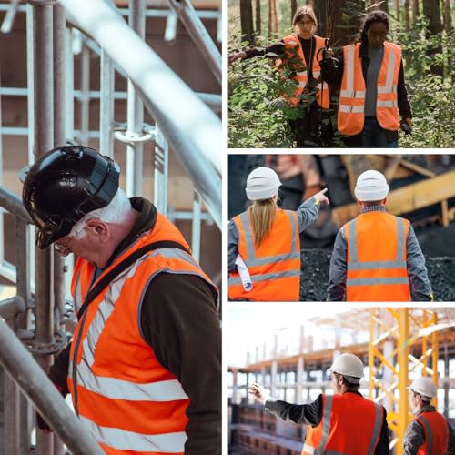 High Visibility Vest Safety Vest with Pockets and Zipper Meets ANSI/ISEA Standard(1 Pack 5 Pack) - color: Orange-red, size: Medium