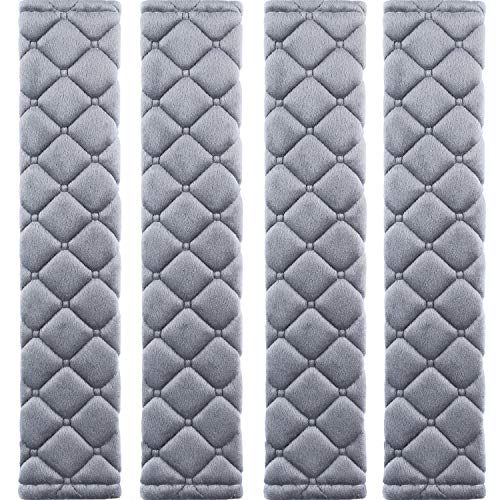 4 Pack Universal Car Seat Belt Pads, Adult Seat Belt Shoulder Strap Covers Harness Pad for Car/Bag,Soft Comfort Helps Protect You Neck Shoulder from The Seat Belt Rubbing（Gray） - color: gray