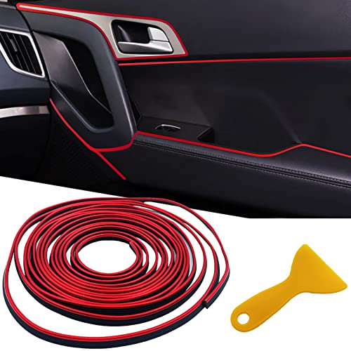 OSIFIT Car Interior Trim Strips,33ft Car Electroplating Decoration Styling Door Dashboard, Flexible Interior Trim Accessories with Installing Tool - color: Red, size: 33FT