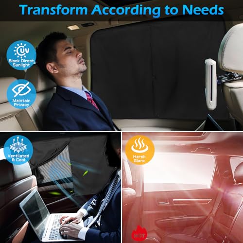 Car Window Shades, 2 Packs Magnetic car Sun Shade for Baby, Double Layers Magnetic Design for Full Covers/Half Shade Options, Window Curtains for Heat/UV Protection Sun Block Covers - color: Black