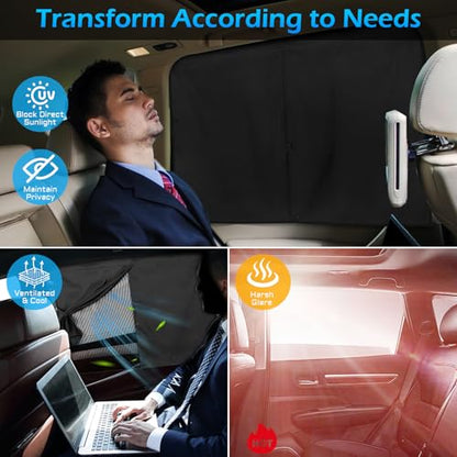 Car Window Shades, 2 Packs Magnetic car Sun Shade for Baby, Double Layers Magnetic Design for Full Covers/Half Shade Options, Window Curtains for Heat/UV Protection Sun Block Covers - color: Black