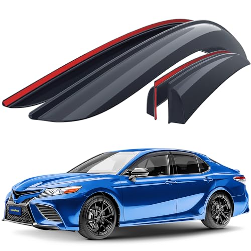 Goodyear Shatterproof Side Window Deflectors for Toyota Camry 2018-2024, Tape-on Rain Guards, Window Visors for Cars, Vent Deflector, Vent Visor, Car Accessories, 4 pcs- GY003125 - color: For Camry 18-24