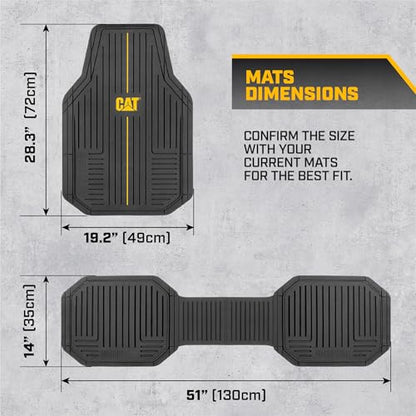 CAT® Signature™ Heavy-Duty 3-Piece All Weather Floor Mats for Cars, Trucks & SUVs – Trim-to-Fit Rubber Car Mats Full Set, Waterproof Automotive Floor Mats, Interior Accessories & Car Rug Protection - style: Cat Signature - Universal 3pc Mats