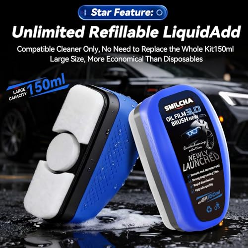 New Upgrade 3.0 Automotive Oil Film Cleaning Brush for Car Windows - Clear Vision Windshield Cleaner with Anti-Rain & Anti-Fog Coating for Improved Clarity and Safer Driving (2PCS) - size: XL