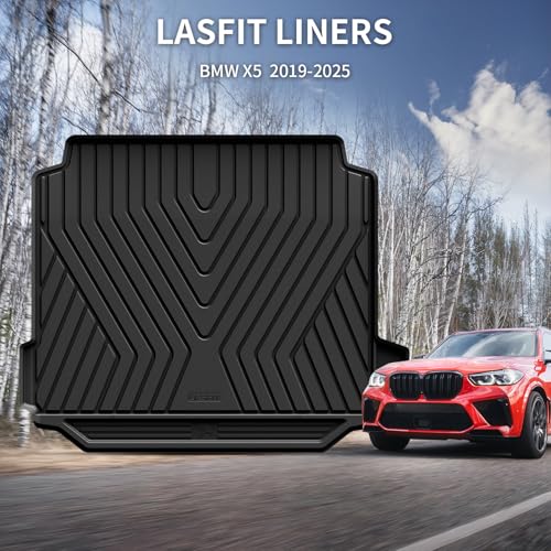 LASFIT Trunk Mat for BMW X5 2026 2025 2024 2023 2022 2021 2020 2019, All Weather TPE Cargo Mats Custom Fit Cargo Liner Front & Rear Trunk liner, Only for 5 Passenger Without Luggage Compartment, Black - size: 3) X5 2019-2026 | Cargo Mat