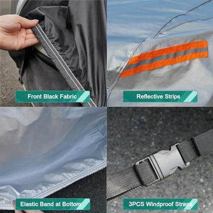 GUNHYI Hatchback Car Cover Waterproof All Weather, 6 Layers Heavy Duty Full Exterior Cover Universal fit vw Golf, Honda Fit, Kia Soul, Toyota Matrix, Nissan Leaf etc. Size H1 (See Size Chart) - color: Silver, size: H1-see Vehicle Size Chart