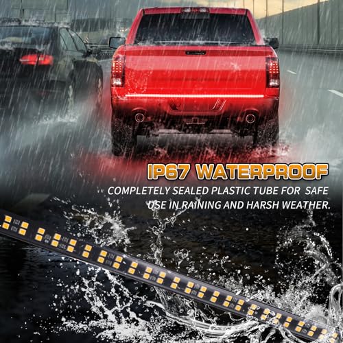 XRIDONSEN 60 inch Red Truck Emergency Lights Strip 360 LED Tailgate/Rear Window Light Bar Firefighter Lights Flashing Warning Hazard Safety First Responder Lights for Vehicles Fire Trucks Pickup POV - color: Red