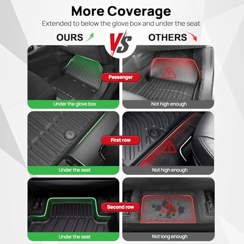 Floor Mats & Cargo Liner for 2017-2026 Chrysler Pacifica 7 Passenger Model (Non Hybrid&Non Pinnacle) & 2020-2026 Voyager: Custom All-Weather Protection Full Set TPE Floor Liners - size: Floor Mats & Cargo Liner