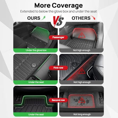 Floor Mats & Cargo Liner for 2017-2026 Chrysler Pacifica 7 Passenger Model (Non Hybrid&Non Pinnacle) & 2020-2026 Voyager: Custom All-Weather Protection Full Set TPE Floor Liners - size: Floor Mats & Cargo Liner