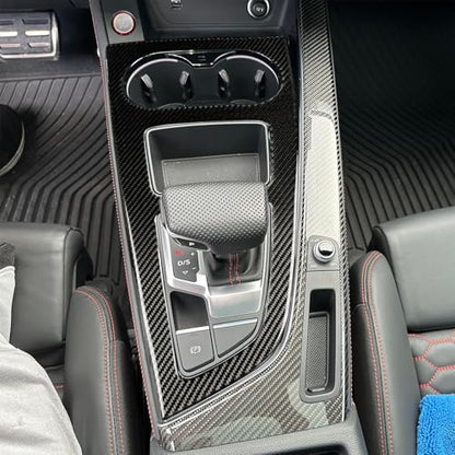 NVCNX Real Carbon Fiber Compatible with Audi B9 A4 S4 A5 S5 2020-2025 / RS5 2021-2025 2022 2023 2024 Car Center Console Gear Shift Panel Cover Sticker Decal Interior Trim Accessories 1PC - color: Center Console Gear Shift Panel for 2020-2025