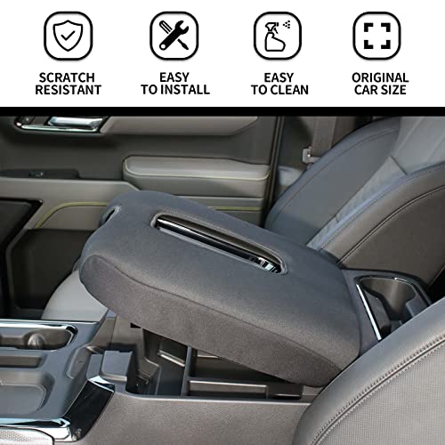 Armrest Pad Cover Center Console Lid Cover Compatible with 2019-2023 Chevrolet Silverado & GMC Sierra, 2020-2023 Chevy Suburban, Interior Console Replacement Accessories, Black - color: Black (Elasticity)