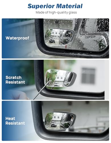 JOYTUTUS Blind Spot Mirror 2 Pack HD Frameless Convex Glass for Wide Angle View and Safer Lane Changing Compatible with Cars SUVs Trucks RVs Easy Stick On & Long Lasting Durability