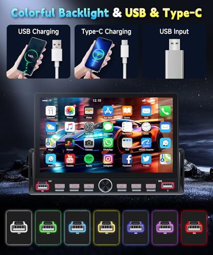 Single Din Car Radio Stereo, 7 inch Touch Screen Radio for Car Stereo Receivers, 1 Din Bluetooth Radio, HD Backup Camera, SWC, Mirror Link, Support FM/EQ/SD/AUX, USB Fast Charging - style: 7 inch+Piano Key