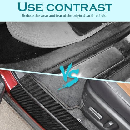 Bilisin 9PCS Car Door Sill Protector Compatible with Toyota RAV4 4th Gen 2016-2019,Carbon Fiber Leather Auto Trunk Door Sill Entry Guard Scratch Protector Accessories - size: for RAV4 4th Gen 2016-2019