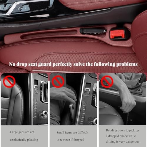 Car Seat Gap Filler, 2-Pack No-Drop Seat Side Gap Seam Filler Organizer with Phone Holder, Seat Gap Fillers for All Cars, Prevents Items from Falling, Easy to iInstall (Beige) - color: Beige
