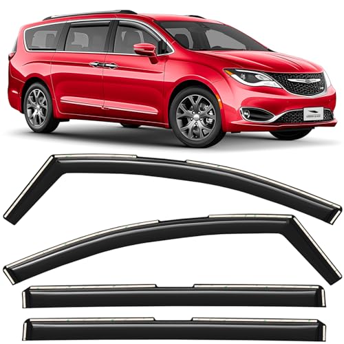Voron Glass in-Channel Extra Durable Rain Guards for Chrysler Pacifica 2017-2026, Window Deflectors, Vent Window Visors, 4 Pieces - 200581 - color: For Pacifica 17-26