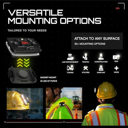 Guardian Angel Elite Series Safety Light, Beacon Device (White Front & Red/Yellow Rear) Rechargeable, Magnetic, Hands-Free Wearable & Mountable LED Flashlight for Construction, Utilities, & Roadside - color: White/Red/Yellow, size: 1-Pack