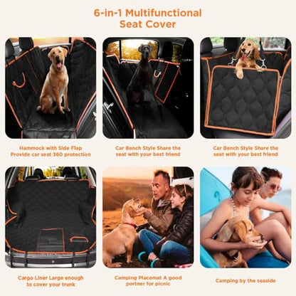 Shodu Waterproof Dog Car Seat Cover for Back Seat,Collapsible Scratchproof Dog Car Seats Covers,Nonslip Dogs Seat Cover with Mesh Window,Storage Pocket,Side Flaps,Universal Size Fit for Car/Truck/SUV
