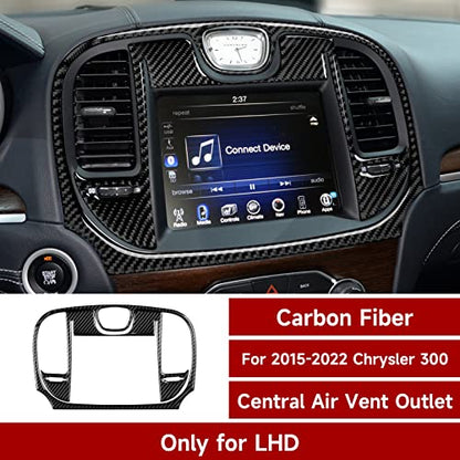 Car Central Console Navigation Screen Air Outlet Vent Decals for 2015-2023 Chrysler 300 / 300C / 300S / Limited/Touring Accessories Carbon Fiber Stickers - color: Center Air Outlet, 2015-2023