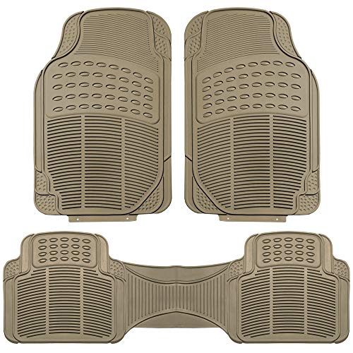 WYLF Automotive Floor Mats Climaproof Trimmable Non-Slip Vinyl Floor Mats-Full Set BEIGEfor Cars, Universal Fit, Floor Mats for Sedan, SUV, Truck Floor Mats - color: BEIGE
