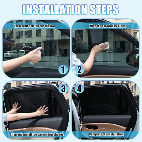 ZATOOTO Static Cling Car Sun Shade for Side Window & Windshield, 4 Pack Expandable Window Shade Sun Blocker Car Windshield Sunshade｜Reinforced Frame｜Anti-Glare｜(2 Pack, 9.84*7 in & 2 Pack, 15.7*7 in) - size: 4 Pack (2 x 9.84 x 7 in, 2 x 15.7 x 7 in)