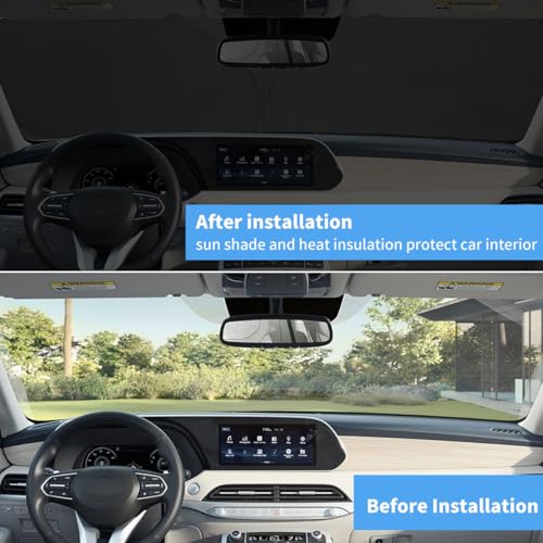 Windshield Sun Shade for Hyun-dai Palisade 2026 2025 2024 2023 2022 2021 2020 Accessories Window Sunshade Fit Hyun-dai Palisade Front Window Shade Sun Visor Blocks UV Keep Car Cooler - size: Ab2. for Hyundai Palisade 2020-2025