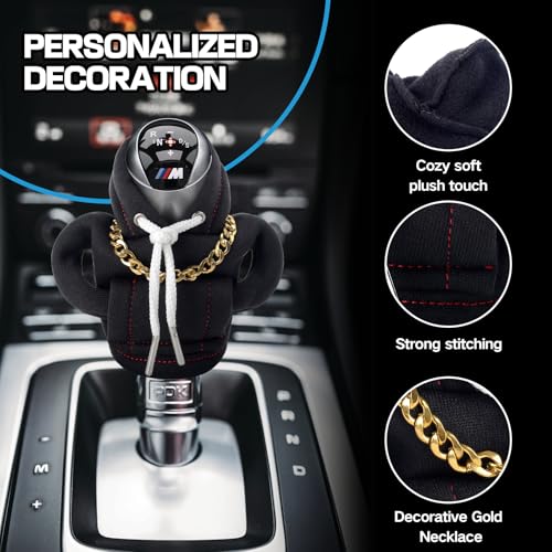 Funny Gear Shift Hoodie Cover, Car Shifter Knob Sweatshirt, Universal Stick Shift Cover for Car Gear Handle - color: Black