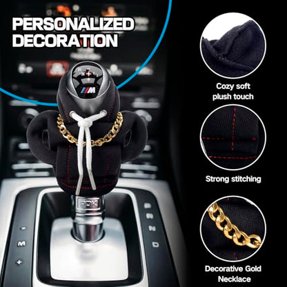 Funny Gear Shift Hoodie Cover, Car Shifter Knob Sweatshirt, Universal Stick Shift Cover for Car Gear Handle - color: Black