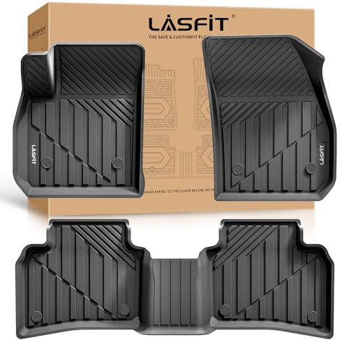 LASFIT Floor Mats for Cadillac XT4 2019-2025, All Weather TPE Custom Fit Automotive Floor Mats for Cars, 1st and 2nd Row Car Floor Mats Full Set for Cadillac XT4 Accessories, 3 PCS, Black - size: For Cadillac XT4