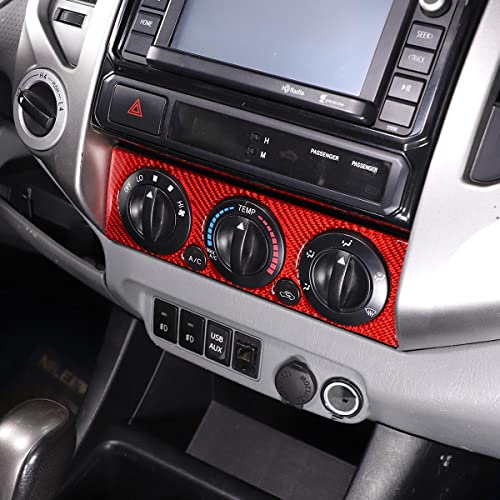 Soft Carbon Fiber Car Center Control Air Conditioning Adjustable Trim Sequins Stickers Trim Fit For Toyota Tacoma 2006 2007 2008 2009 2010 2011 2012 2013 2014 2015 (Red Carbon Fiber) - color: Red Carbon Fiber