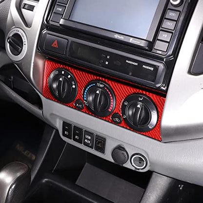 Soft Carbon Fiber Car Center Control Air Conditioning Adjustable Trim Sequins Stickers Trim Fit For Toyota Tacoma 2006 2007 2008 2009 2010 2011 2012 2013 2014 2015 (Red Carbon Fiber) - color: Red Carbon Fiber