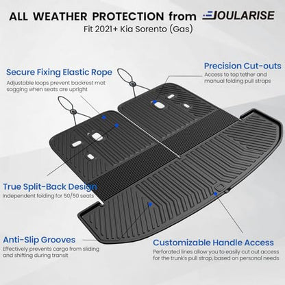 Cargo Mat with Backrest Mats 2-in-1 for 2021-2024 2025 2026 Kia Sorento 6/7 Seats Car Mat Accessories, All Weather TPE Interior Trunk Cargo Liner(Cargo Mat with Backrest Mats) - style: Cargo Mat with Backrest Mats