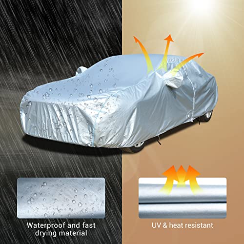 Tecoom Car Cover Waterproof All Weather, Classic Zipper Door & Lock Design, Soft Cotton Lining Car Covers for Automobiles, Windproof UV Rain Hail Protection Full Car Cover Fit 191-200 Inches Sedan - size: 3XXL: Fit 191-200 inches Sedan