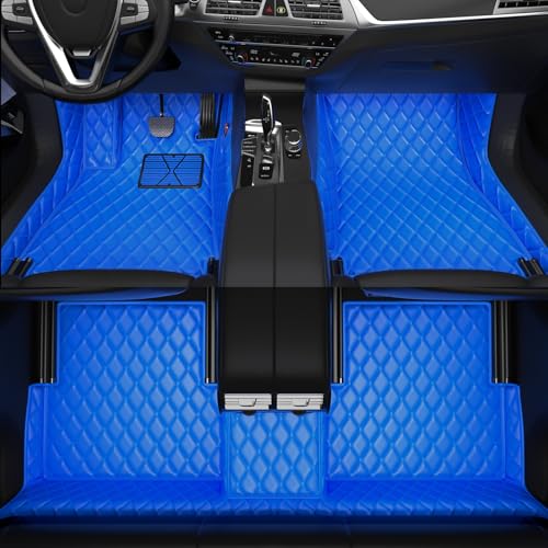 All-Weather car Floor MATS-Suitable for 99% of car Models,Leather car mat, offering Personalized Embroidery and Multiple Color Options,Provide Protection for car Rug (Blue) - color: Blue